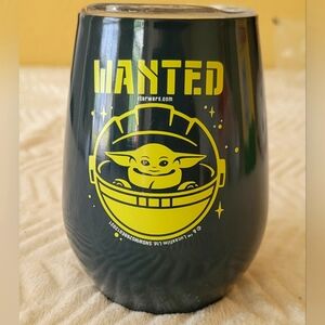 The Mandalorian Dark Green Grogu Stainless Steel Travel Stemless Wine Mug, 10 oz